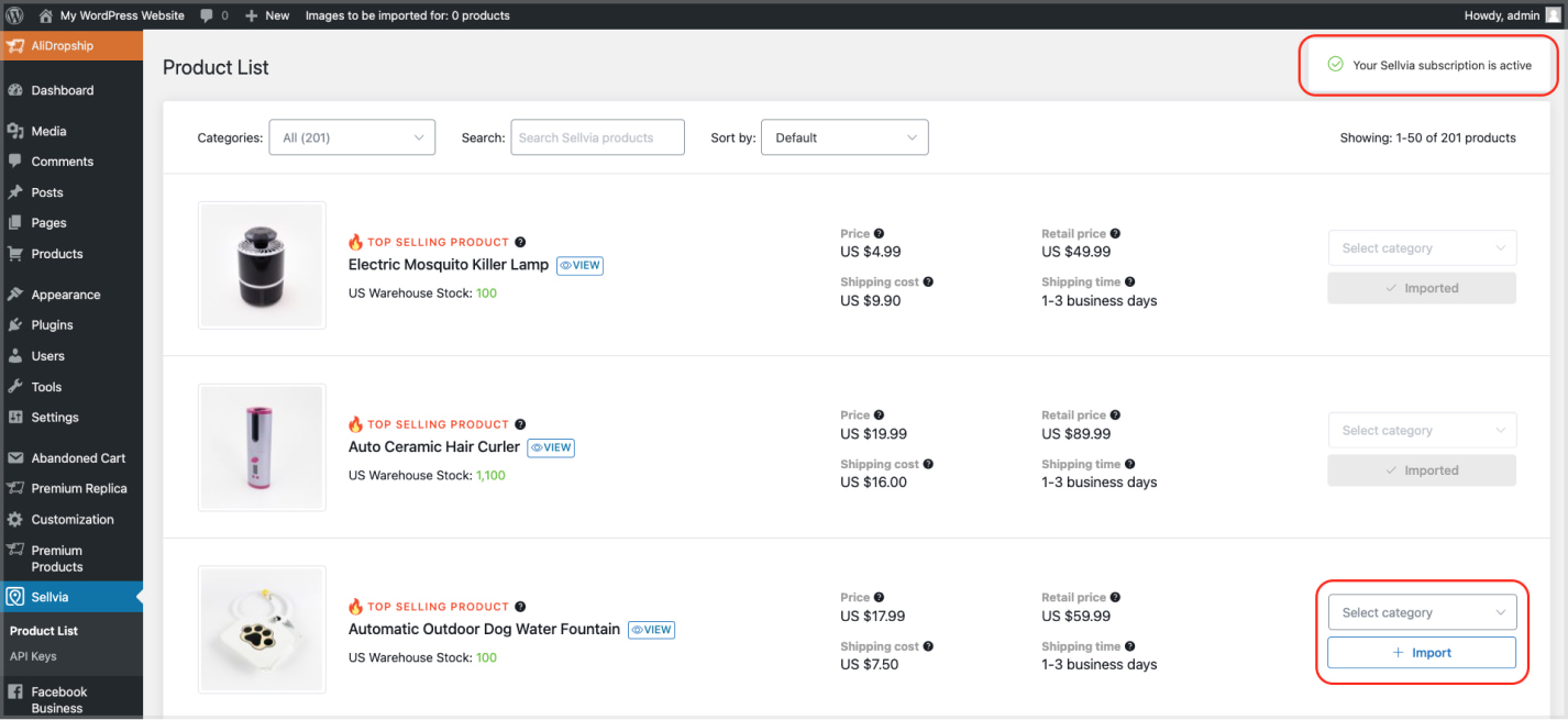 a screenshot showing how looks your Sellvia's dashboard