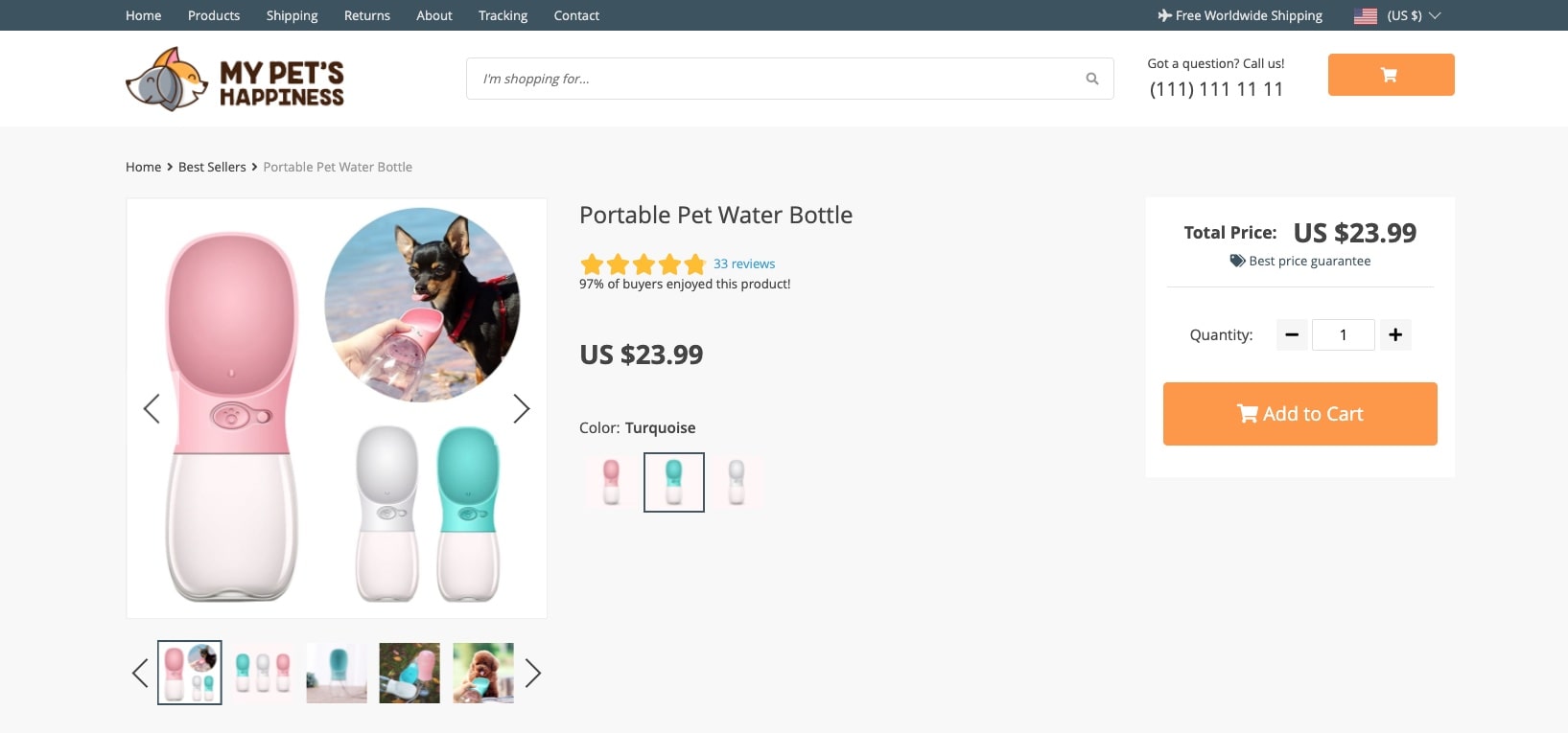 a screenshot of an example of a product page