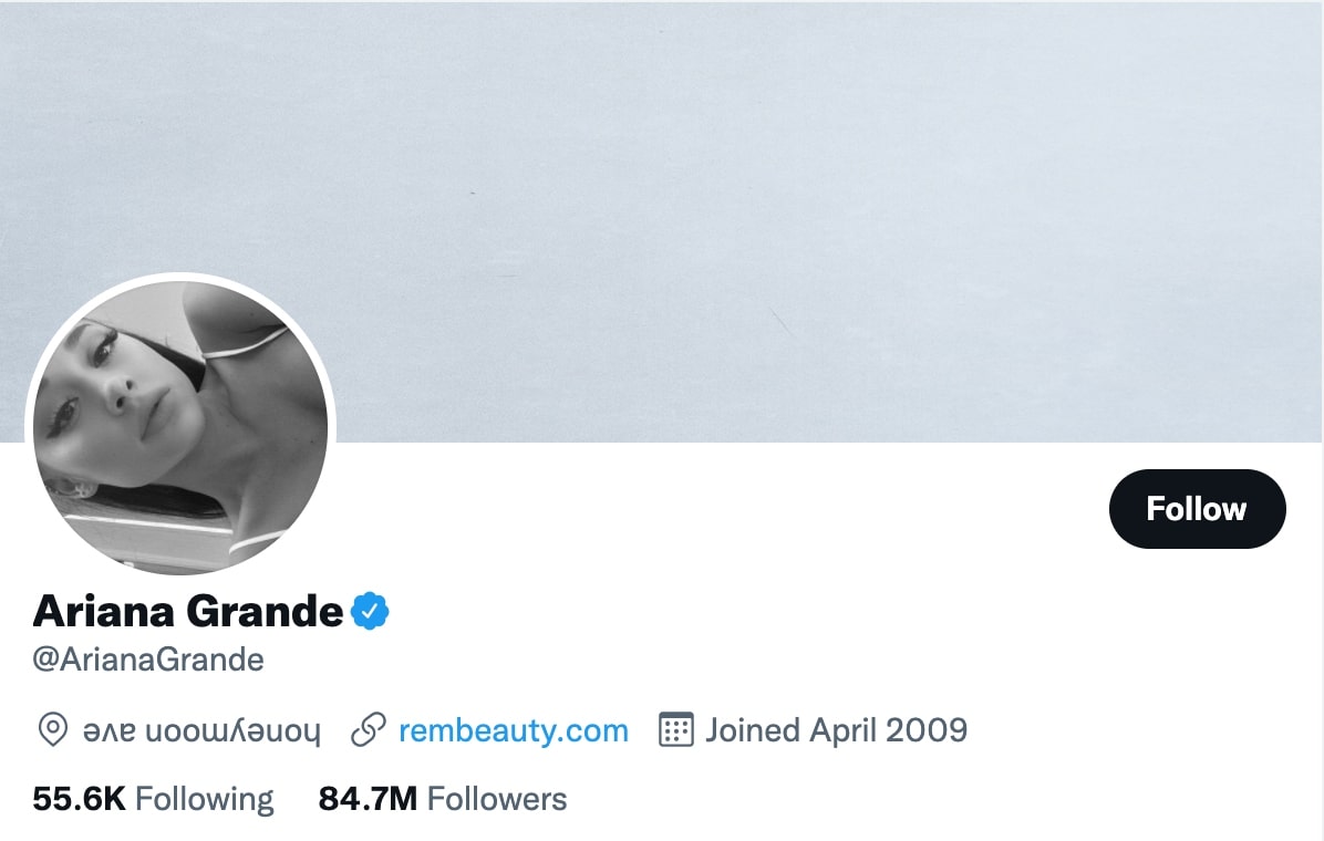 Top Twitter accounts_Ariana Grande