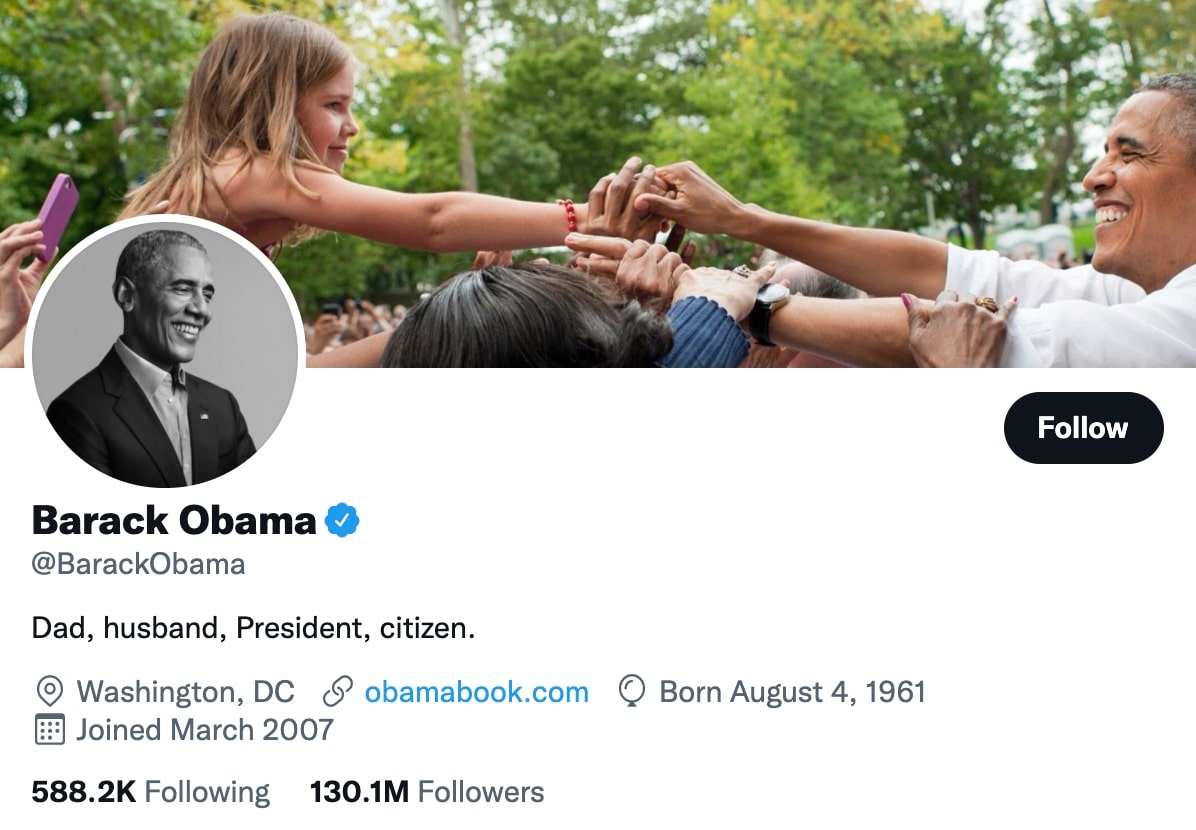 Top Twitter accounts_Barack Obama