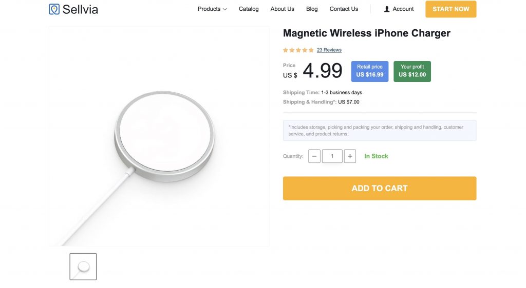 a screenshot of a magnetic charger's product page