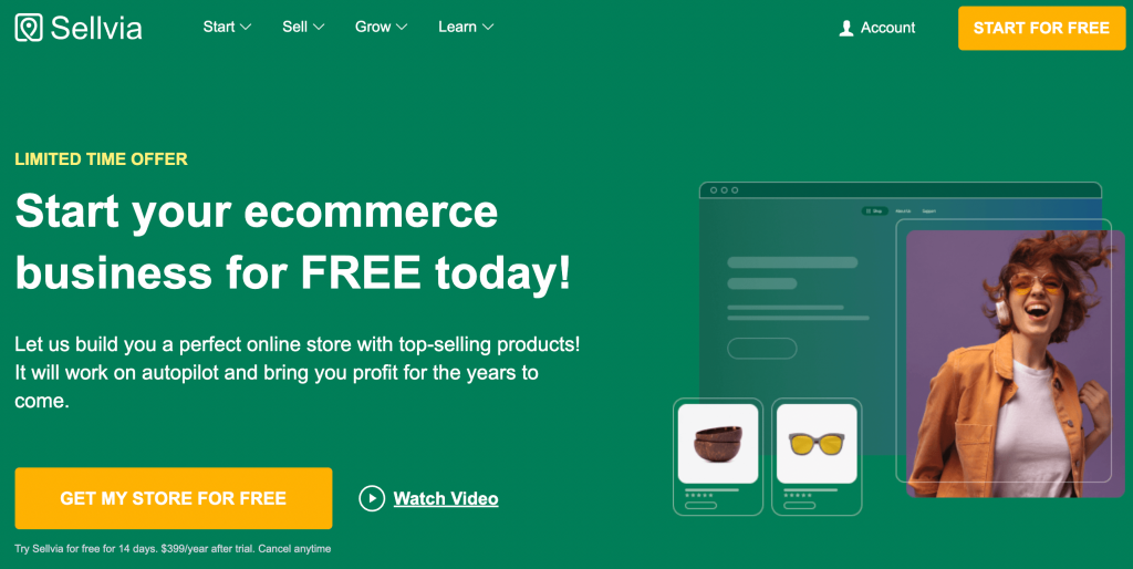image showing how you can start an ecommerce business with sellvia for free