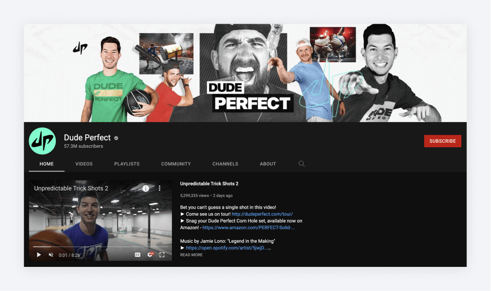 a picture showing dude perfect youtube channel