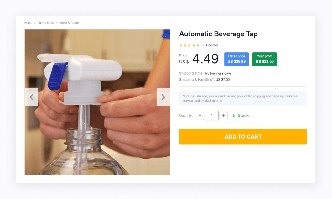 a picture showing an automatic beverage tap to sell on Easter