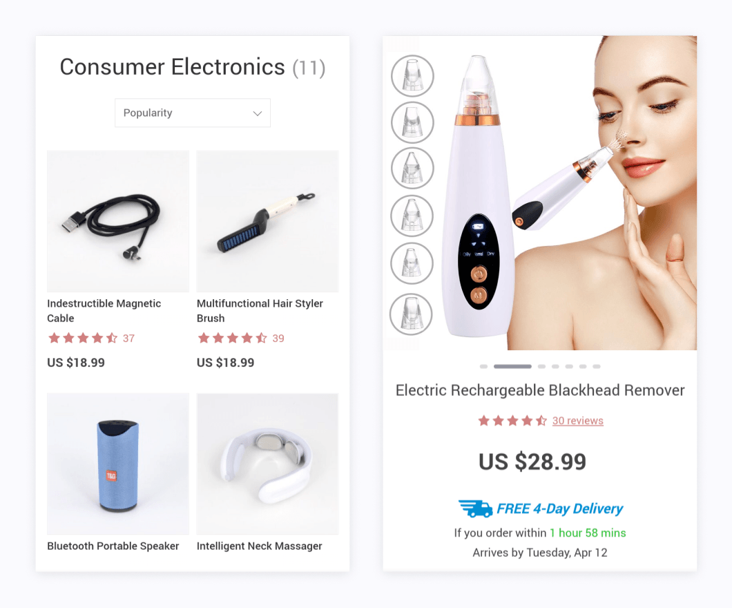 Ecommerce experience_Store products example