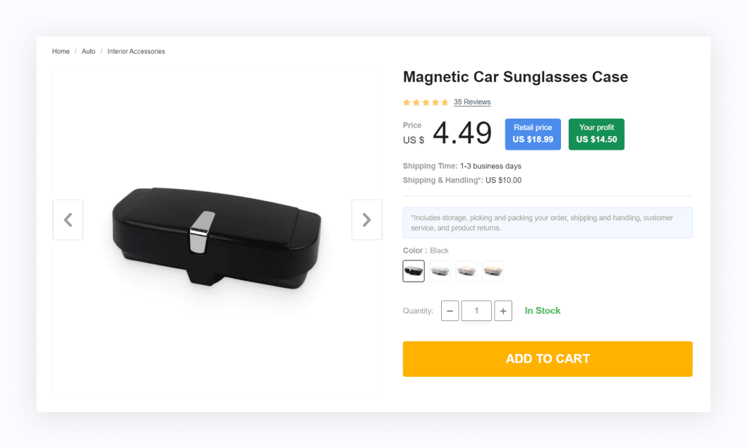 a picture showing car magnetic sunglasses case to resell and gain profit