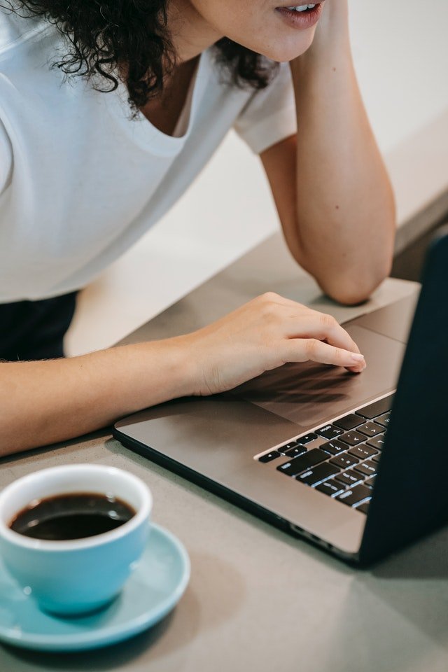 a picture showing a woman working from home for profit