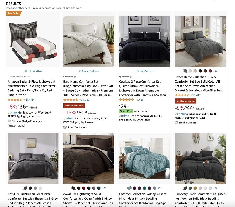a picture showing what to sell online right now - it is bedding sets