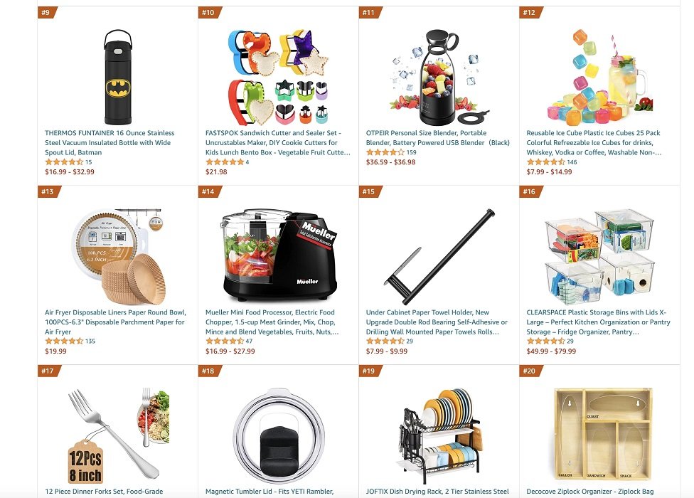 a picture showing kitchen tools trending on Amazon