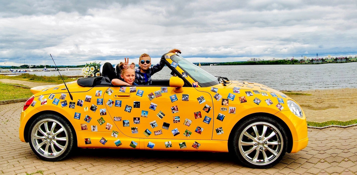 a picture showing a car full of car magnets