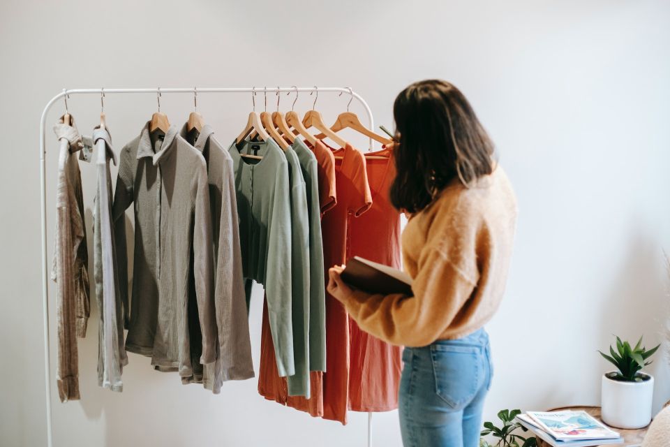 a picture showing a girl selling merch