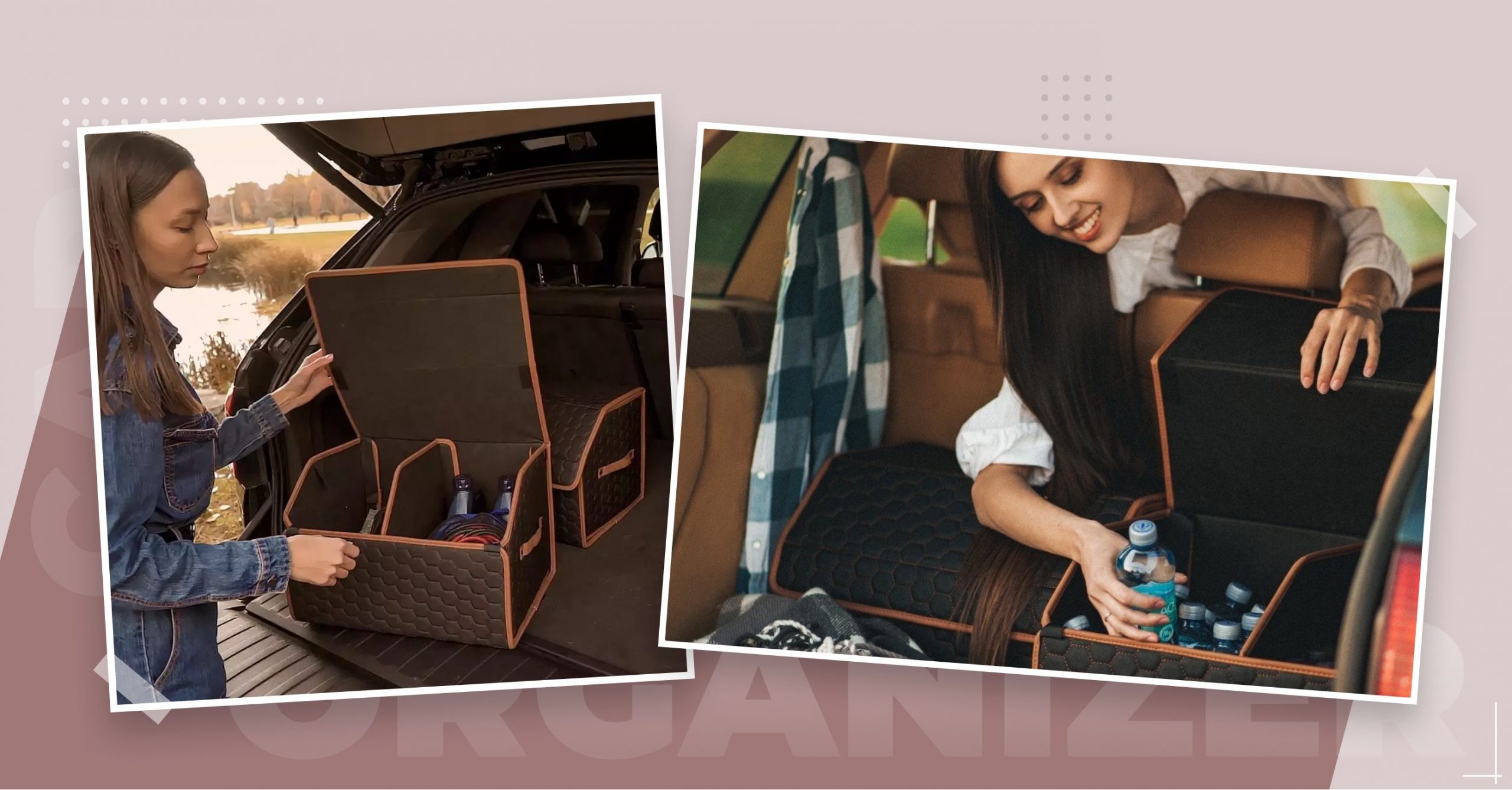a picture showing screenshots of a successful ad campaign with car trunk organizer