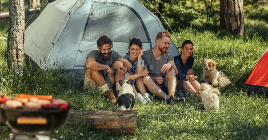 Picture of people having fun camping