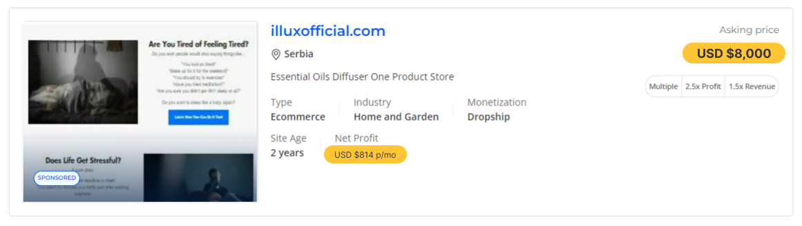 a picture showing how online stores are sold on flippa