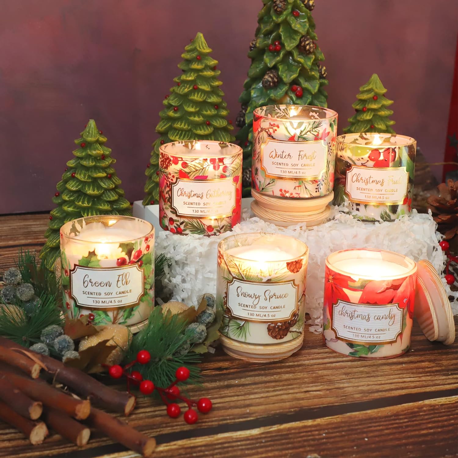 a picture showing holiday scented candles trending at the end of the year