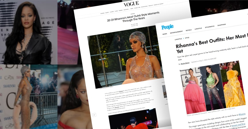Rihanna article headlines collage
