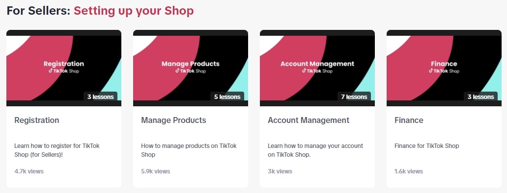 Screenshot from TikTok Shop academy