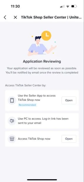 TikTok Shop account creation screenshot 2