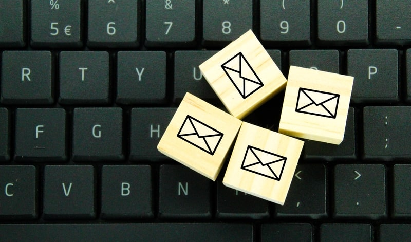 Picture of email icons on a keyboard