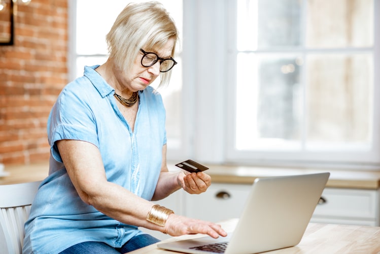 photo of a woman shopping online