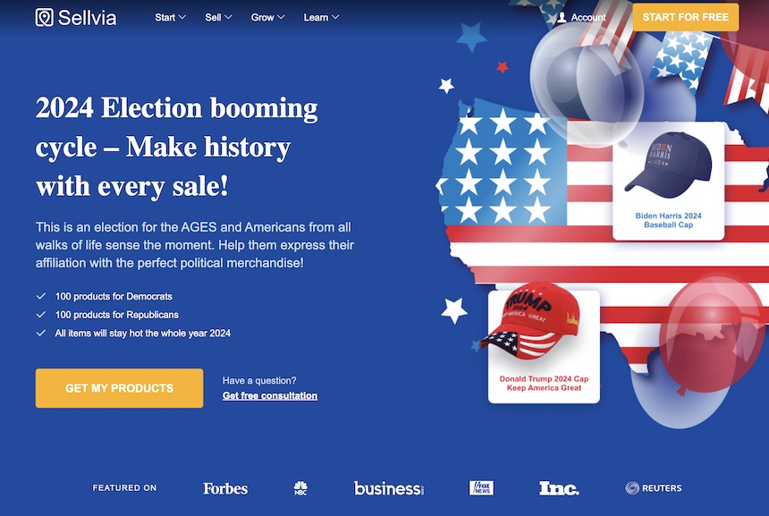 sell election-themed products to make money on elections