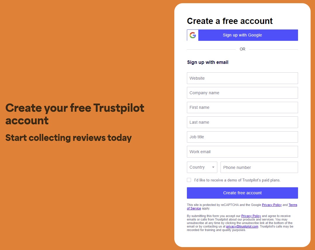 picture trustpilot registration screenshot
