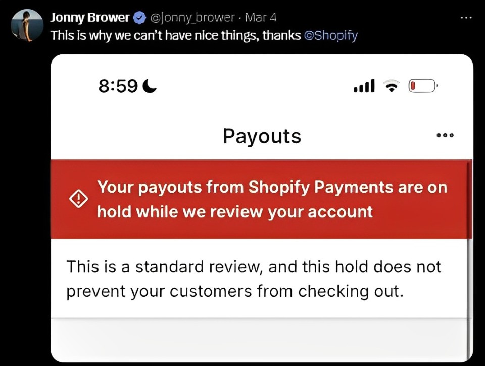 shopify payments are on hold