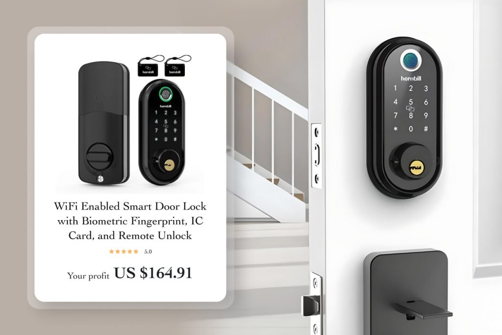 WiFi Enabled Smart Door Lock with Biometric Fingerprint, IC Card, and Remote Unlock