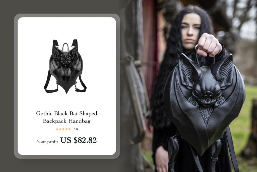 Gothic Black Bat Shaped Backpack Handbag halloween business