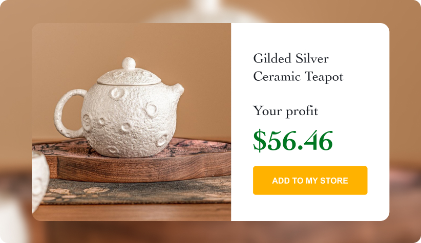 Gilded Silver Ceramic Teapot