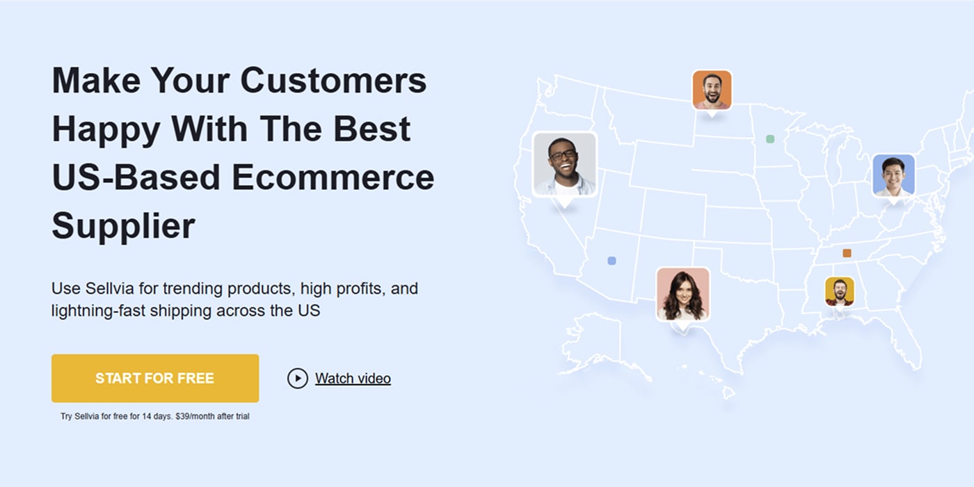 Screenshot with Sellvia's solution as dropshipping supplier. For an article what is dropshipping.