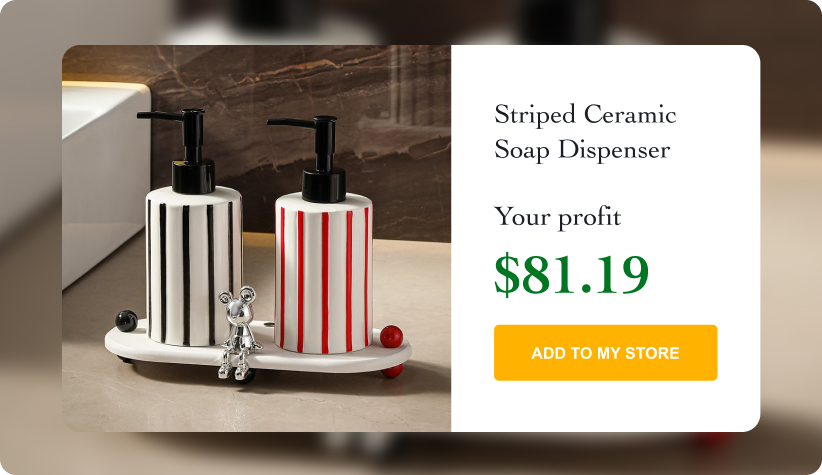 Striped Ceramic Soap Dispenser