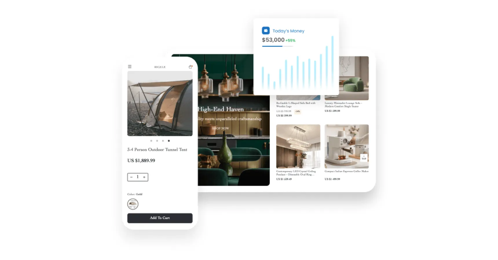 Images of stores with Sellebrity theme for the article on conversion optimization for ecommerce website