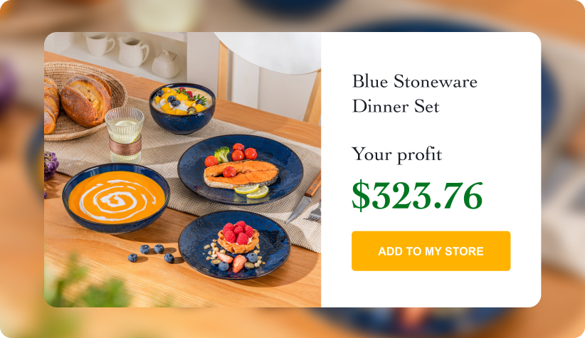 Blue Stoneware Dinner Set