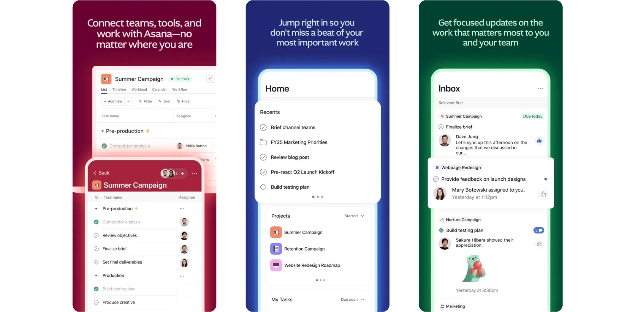 Images of the Asana app for the best apps for small business article