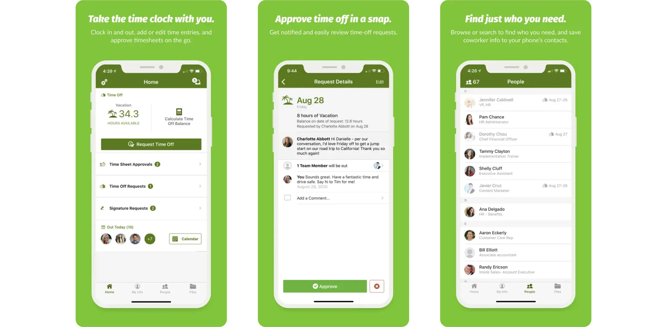 Images of the BambooHR app for the best apps for small business article
