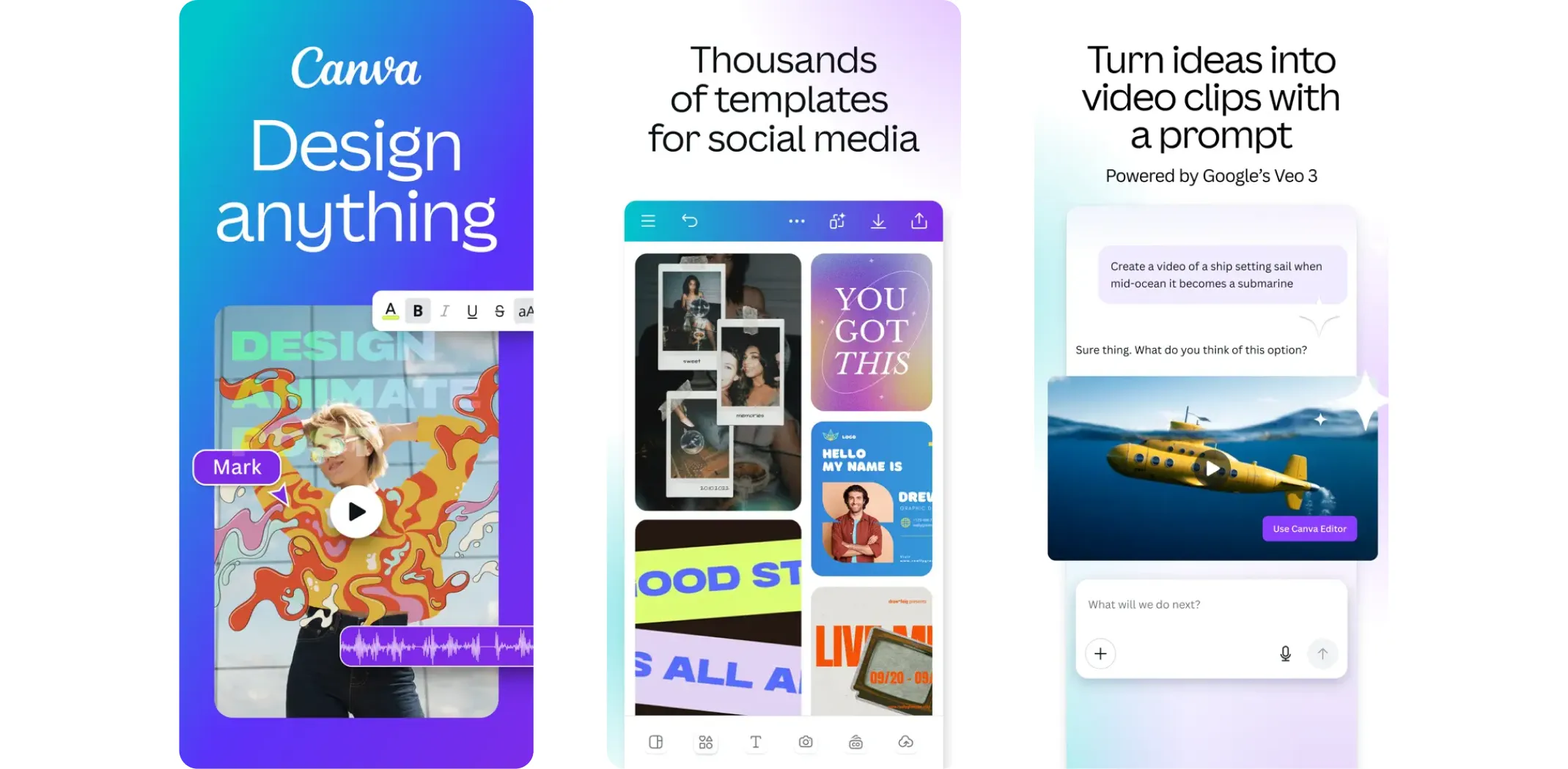 Images of the Canva app for the best apps for small business article