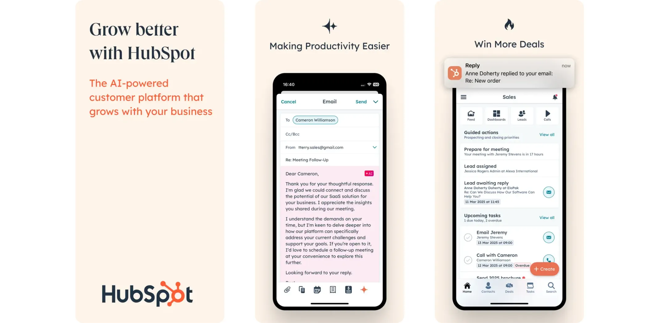 Images of the HubSpot app for the best apps for small business article