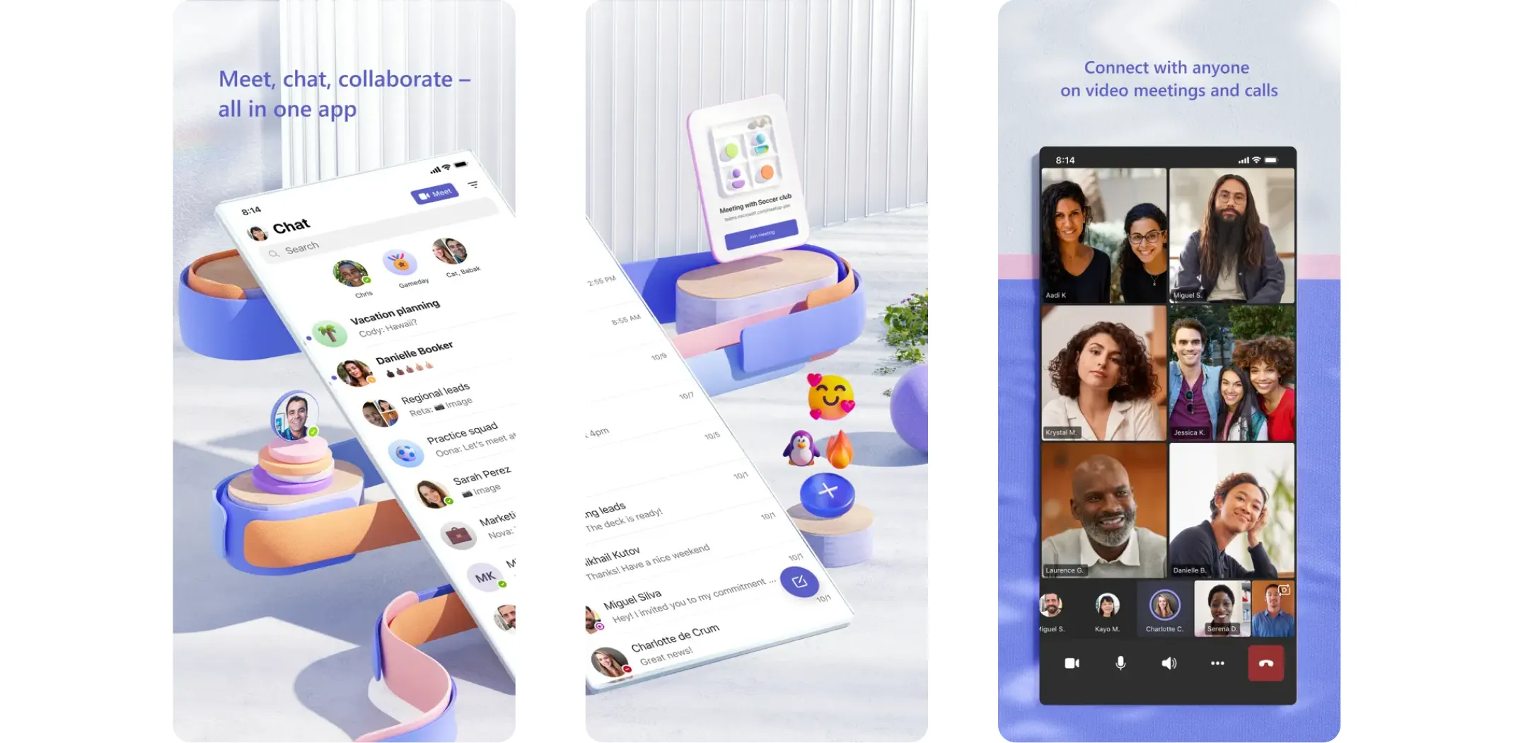 Images of the Microsoft Teams app for the best apps for small business article