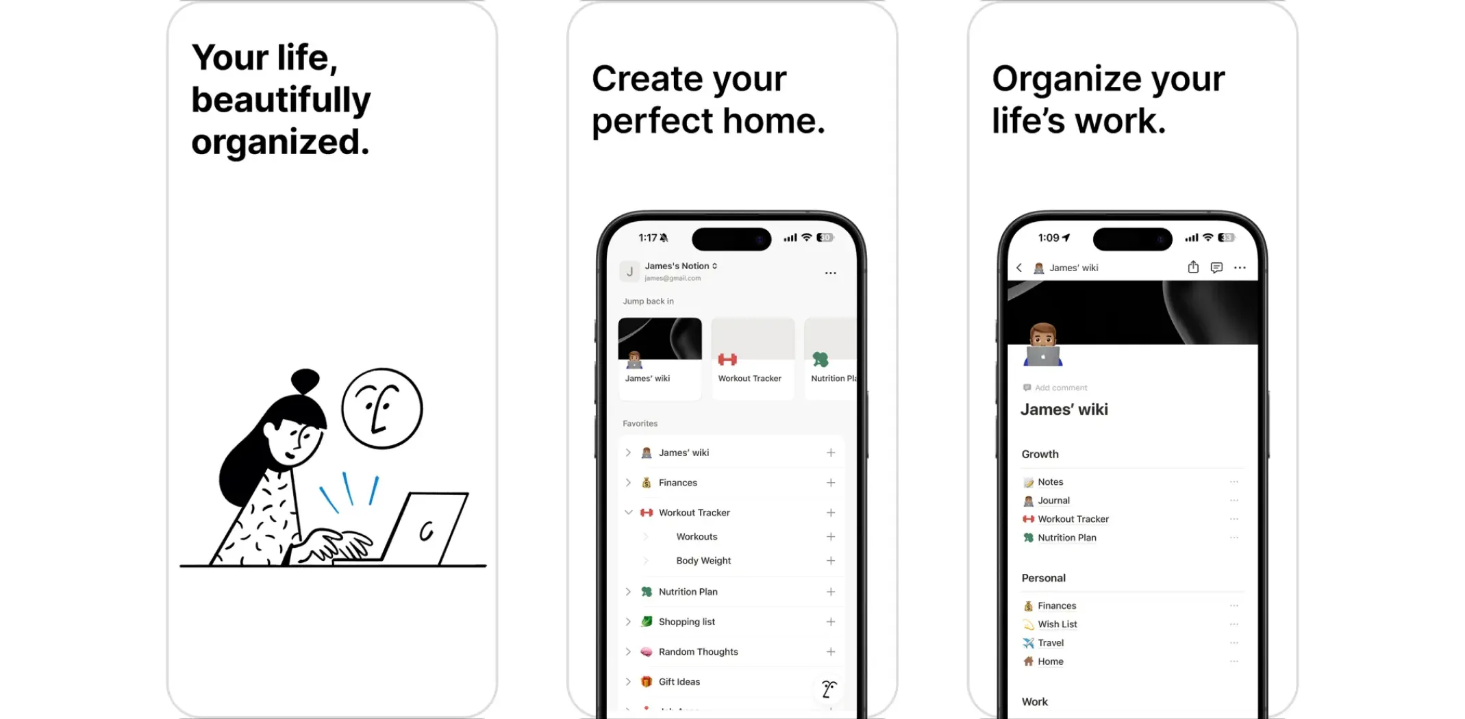 Images of the Notion app for the best apps for small business article