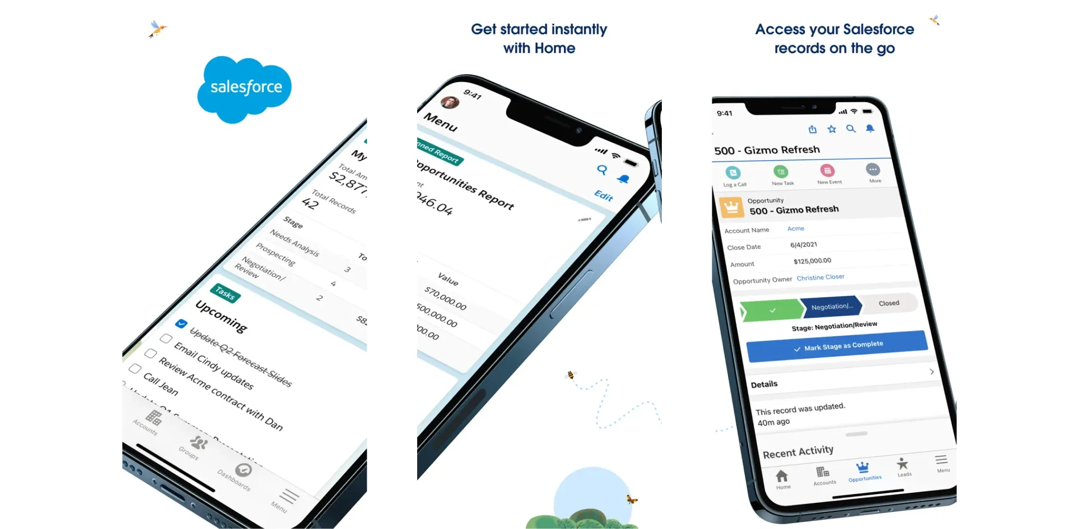 Images of the Salesforce app for the best apps for small business article