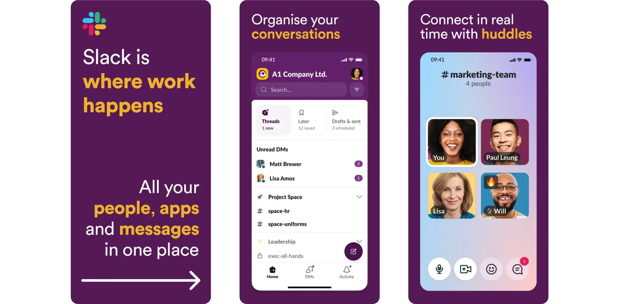 Images of the Slack app for the best apps for small business article