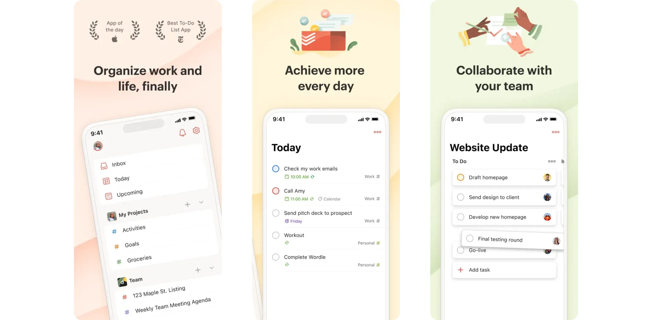 Images of the Todoist app for the best apps for small business article