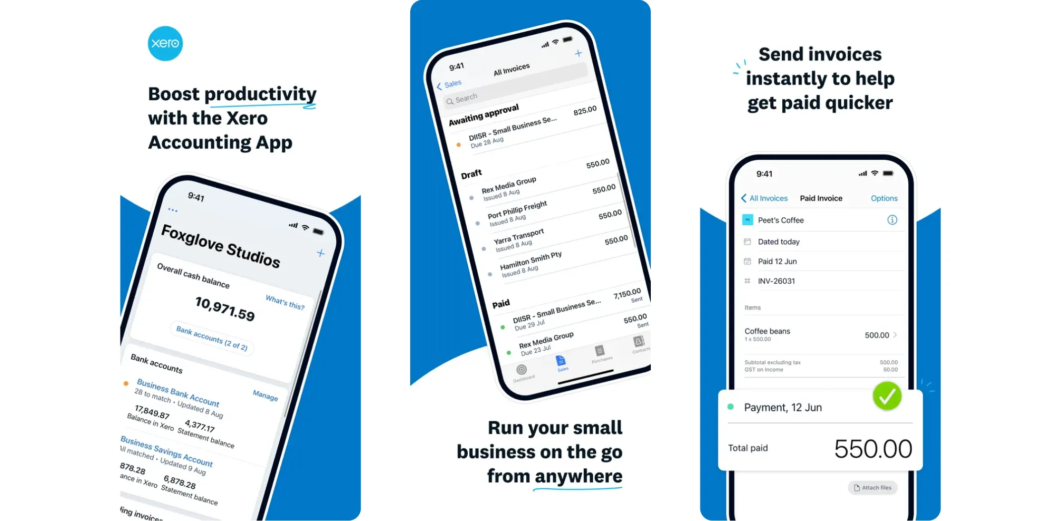 Images of the Xero app for the best apps for small business article