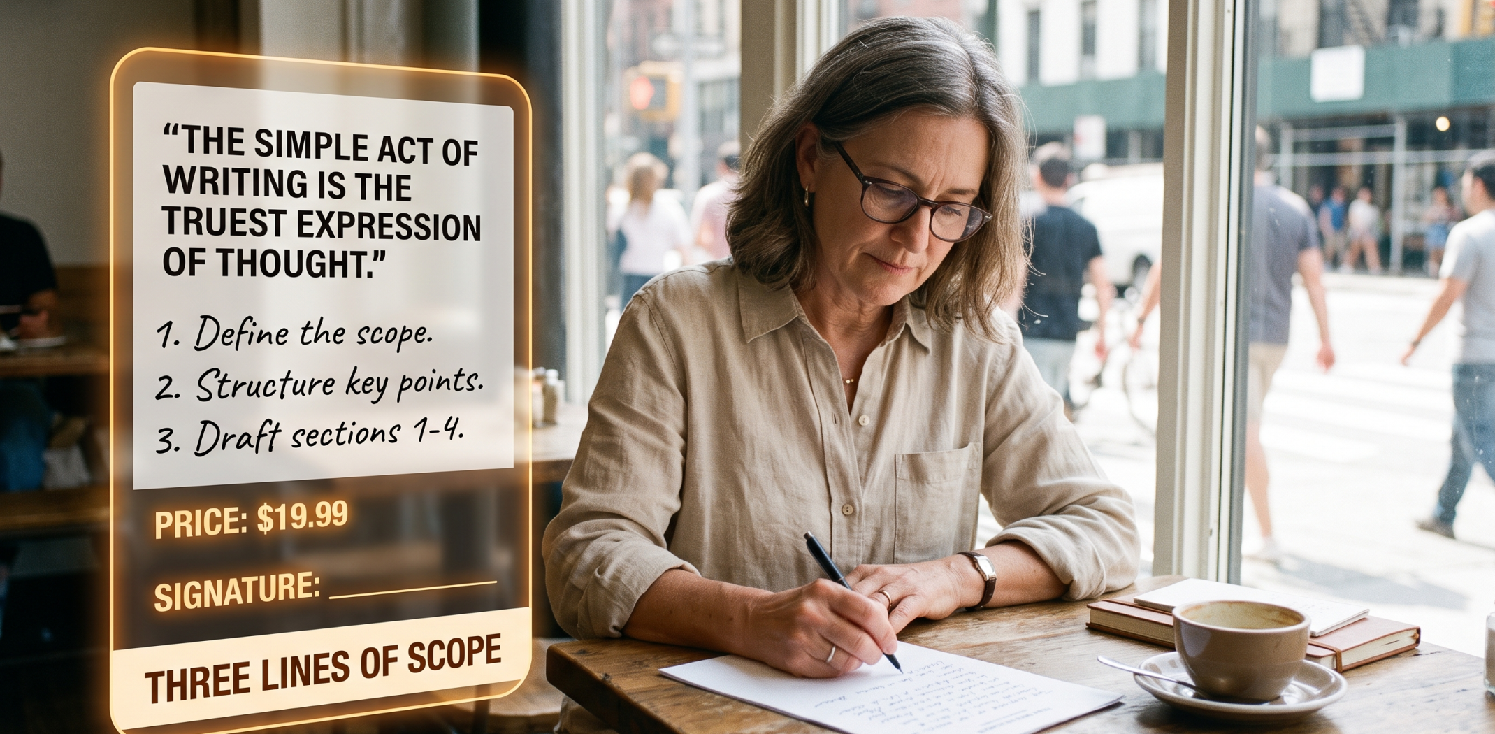 three lines of scope beside a quoted price